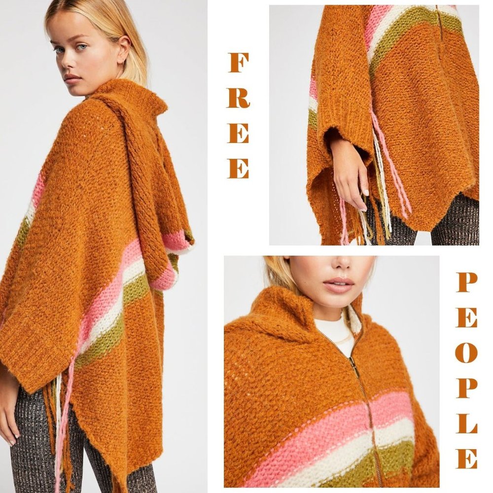 Free People Hooded Poncho Jacket - NEW